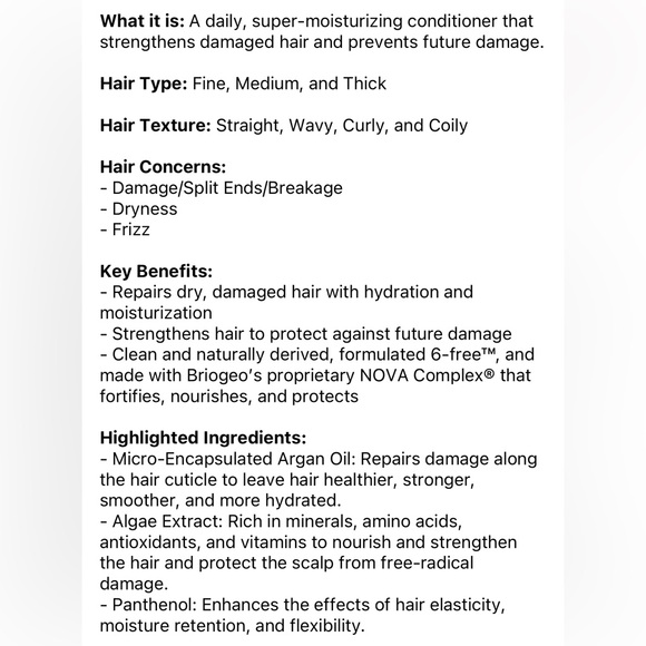 Breogio Don’t despair, repair! Super moisture conditioner for dry damaged hair - Picture 2 of 3